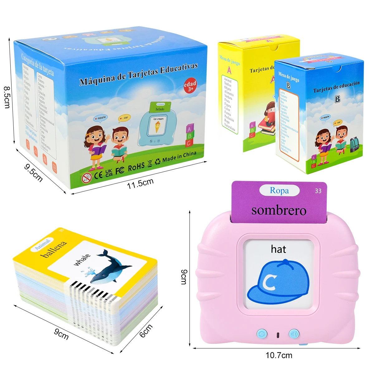 Cartes cognitives électroniques espagnoles pour enfants, cartes Flash parlantes, livres Audio, éducation précoce, apprentissage des mots, jouets d'étude, jeu
