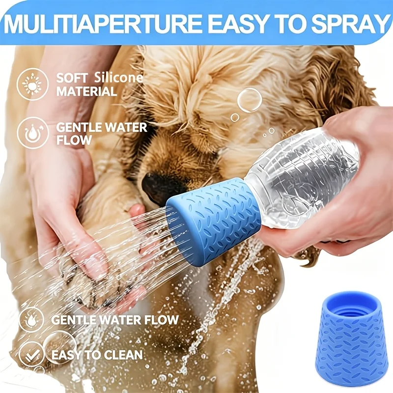 Cabezal de ducha de silicona para mascotas, boquilla portátil para baño de perros y bebedero al aire libre, cabezal de ducha multifuncional, accesorio de limpieza para mascotas