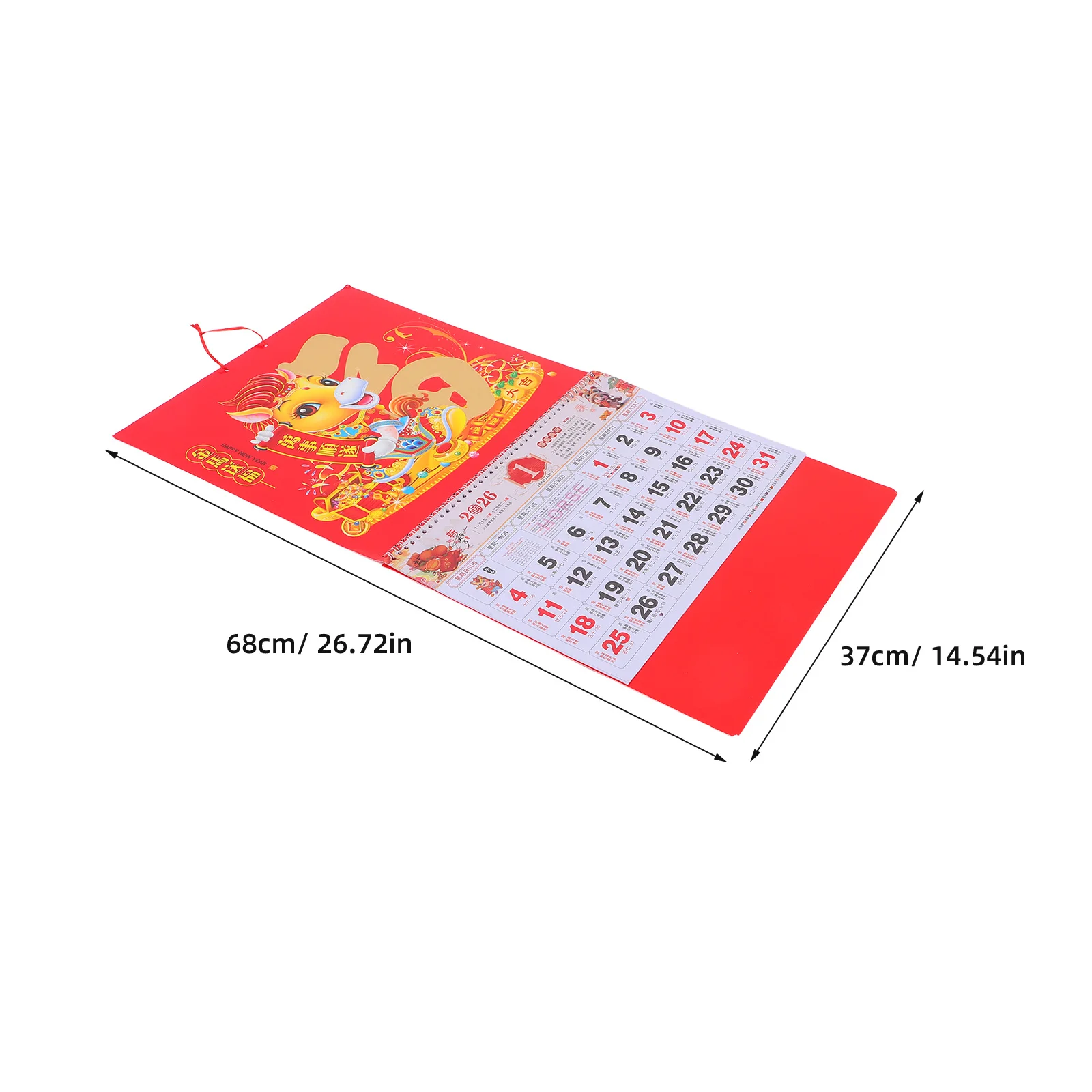 2026 تقويم الحائط الصيني زودياك سنة الحصان معلقة التقويم مع عمل فني نابض بالحياة للمنزل مكتب السنة القمرية الجديدة #4