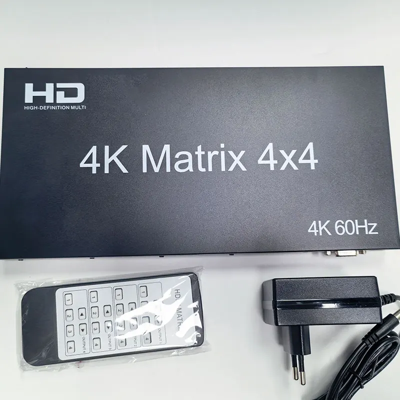 4K@60Hz 매트릭스 4X4 비디오 스위치 분배기, HDMI 매트릭스, 오디오 4 in 4 Out 1080p, 카메라 노트북 PC-TV Projecto