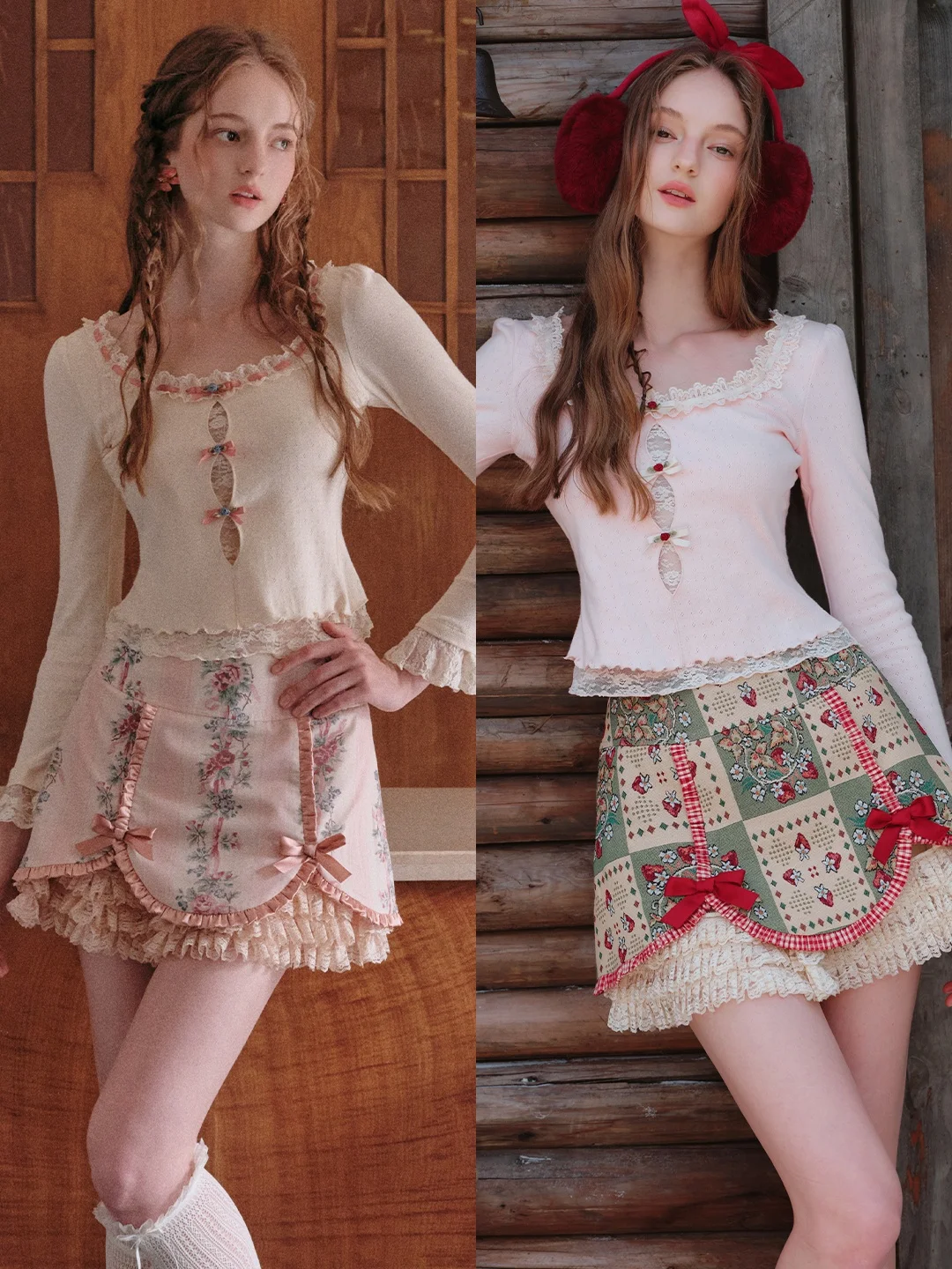 

Sweet Girl Pure Color Knitted Long Sve Base irt Inner Wear Top Berry Bubble Autumn Winter French Sle Slim Fit Butterfl...