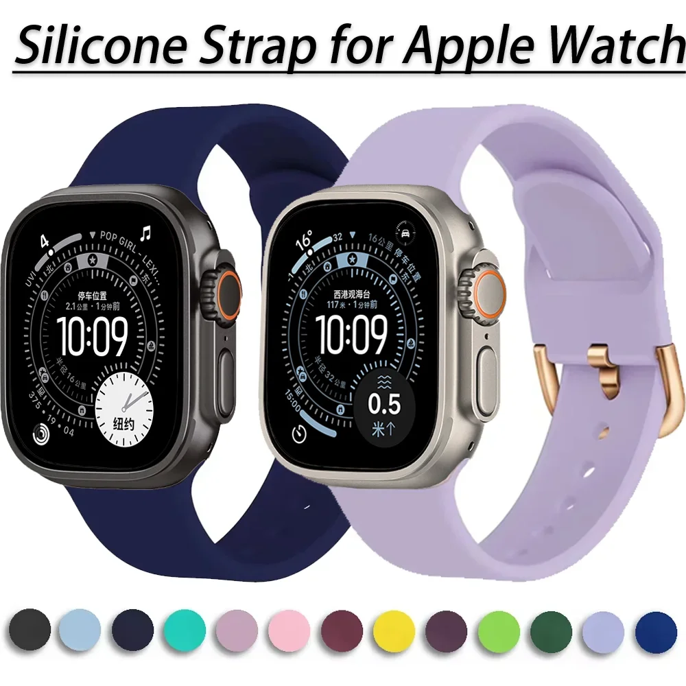Apple Watch バンド用シリコンストラップ ウルトラ 3 49mm 11 10 46mm 42mm 9 8 7 45/41mm ソフトブレスレット コレア iWatch 6 5 4 SE 44/40mm ベルト