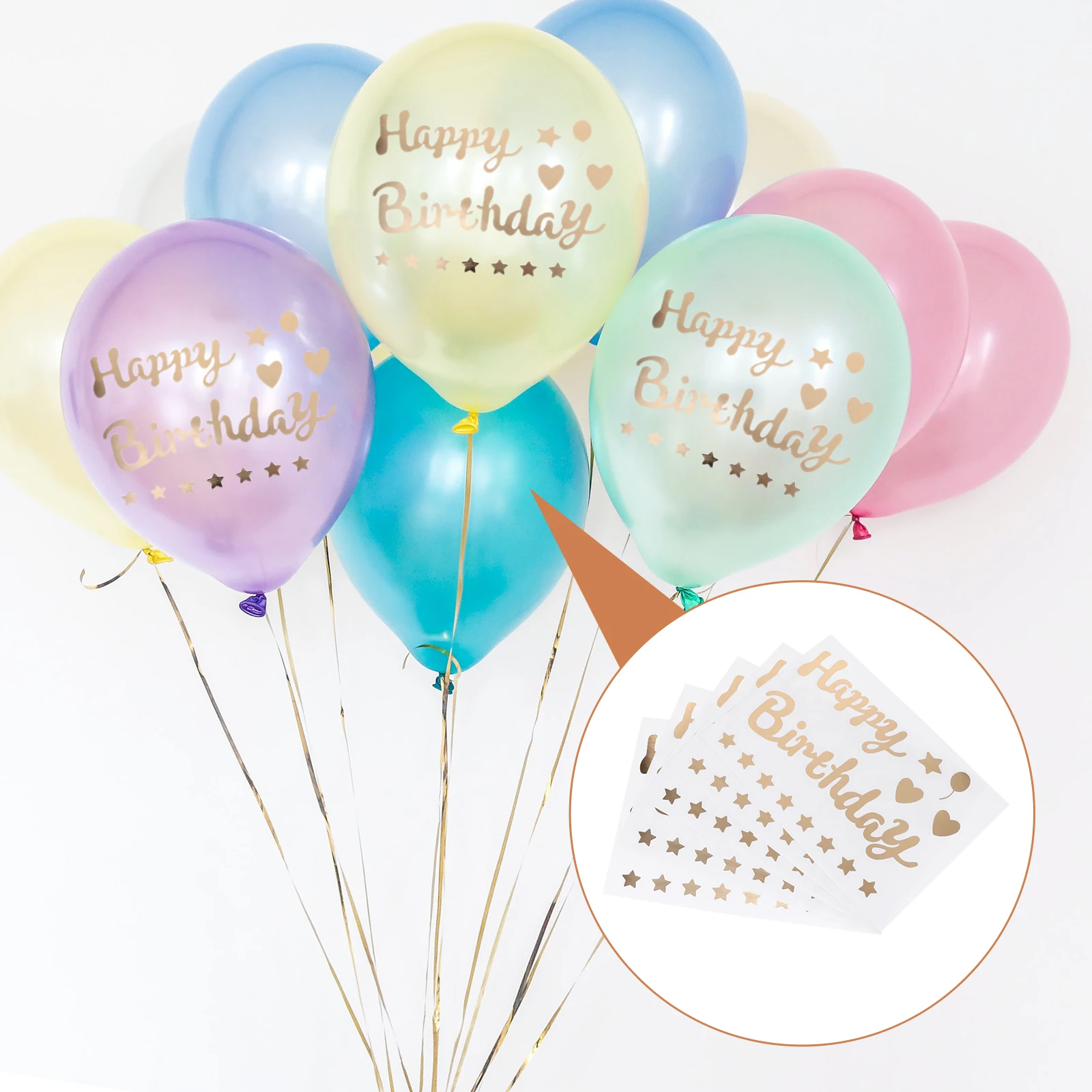 

5 Pcs Self-adhesive Stickers Birthday Party Happy Decal Sign Decor Decorative Calendar Balloon