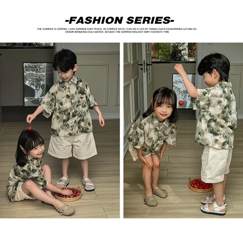 Vacation Look Family Summer Clothes Couple Beach Korean Mom Dad and Daughter Son Matching Shirts Mother Father and Children Tops