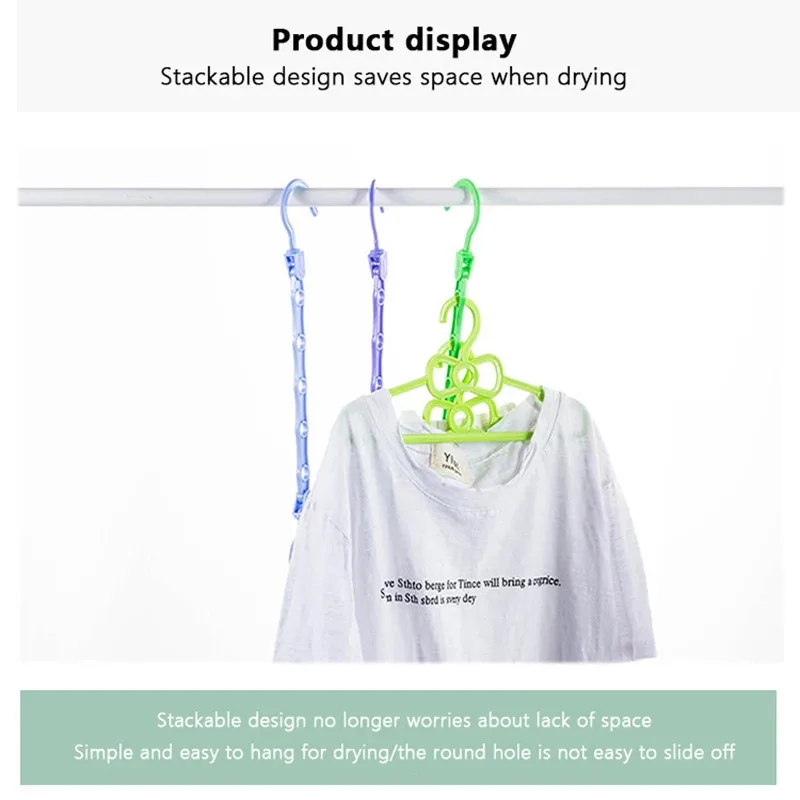 1-10pcs Plastic 5-Hole Foldable Hangers, Heavy Duty Space Saving Clothes Organizer Hangers, For Room Closet Wardrobe Home & Dor