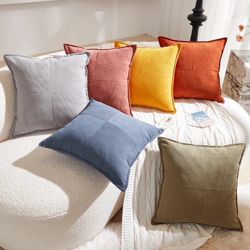 1pc Geometric Corduroy Cushion Cover 45*45cm Decorative Pillowcase for Sofa Living Room Bedroom Throw Pillow Cover for Office Ca