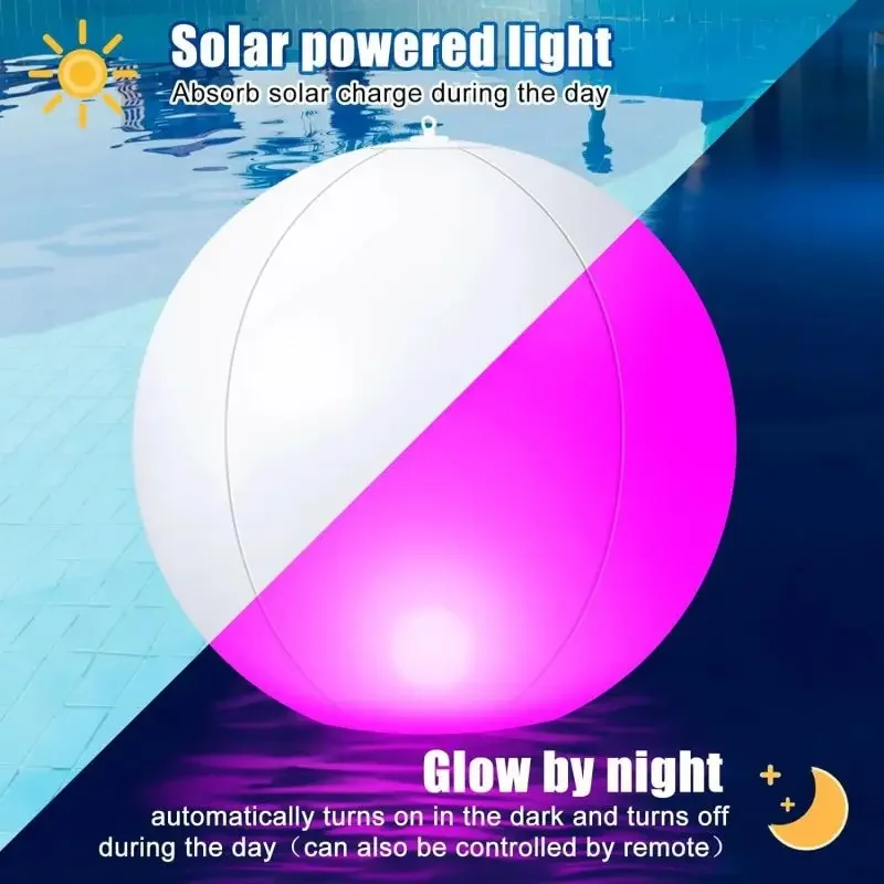 LED Light 16 Colors Luminous Beach Ball 16Colors Remote Control Floating Pool Light Waterproof Inflatable Floating Light
