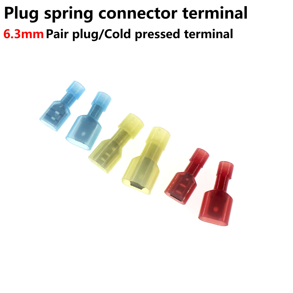 30pair 60pcs Spring Connector Terminal 6.3 Female Head Pair Coupling FDFN Nylon insulated cord end terminal wire adapter