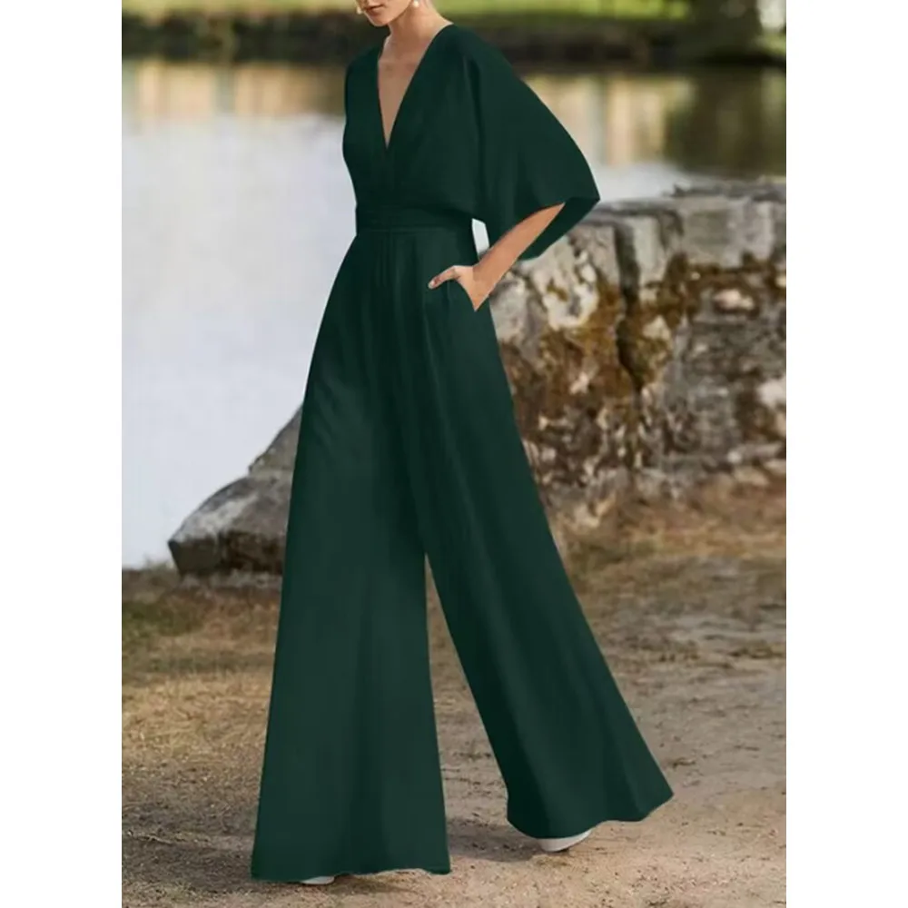 Long Evening Dresses Elegant V-Neck Jumpsuit Party dresses 2025 With Pockets Prom Dress Women Formal Cocktail Gown Newest