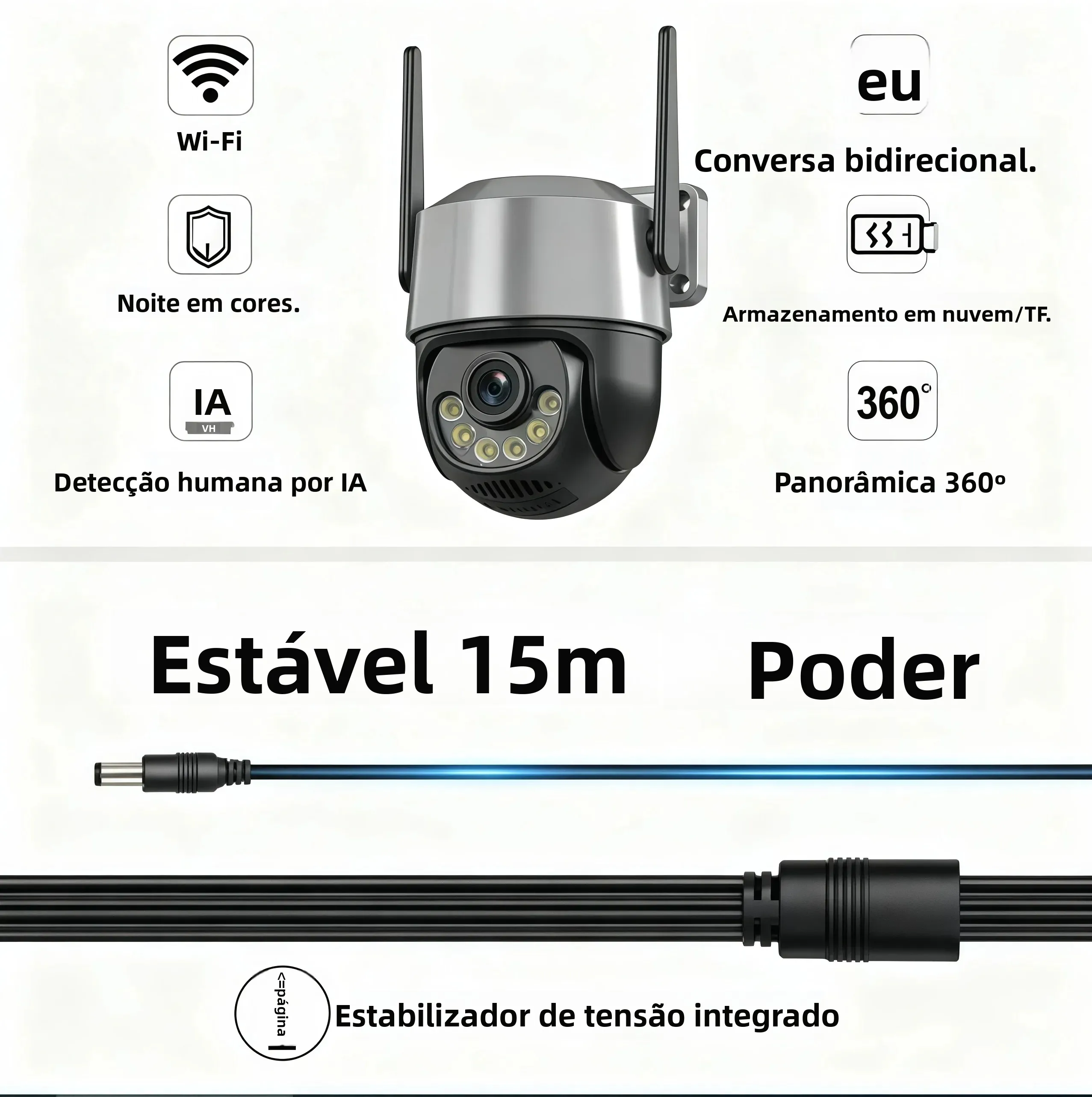 スマートカメラセキュリティwifi-3mpフルhd-1080p-ipワイヤレスcctvカメラ、家庭用監視用、15m延長コード付き