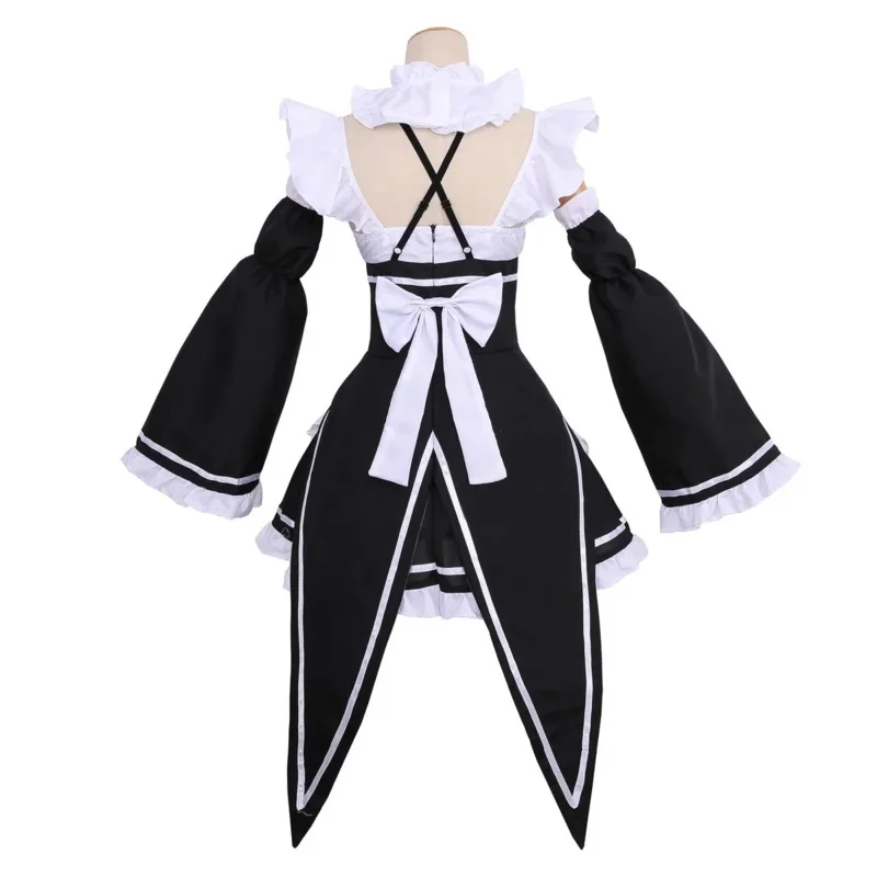 2025 NewAnime Ram Rem Lolita Maid Cosplay Vestido Re:zero Kara Hajimeru Isekai Seikatsu Halloween Costumes for Women AA