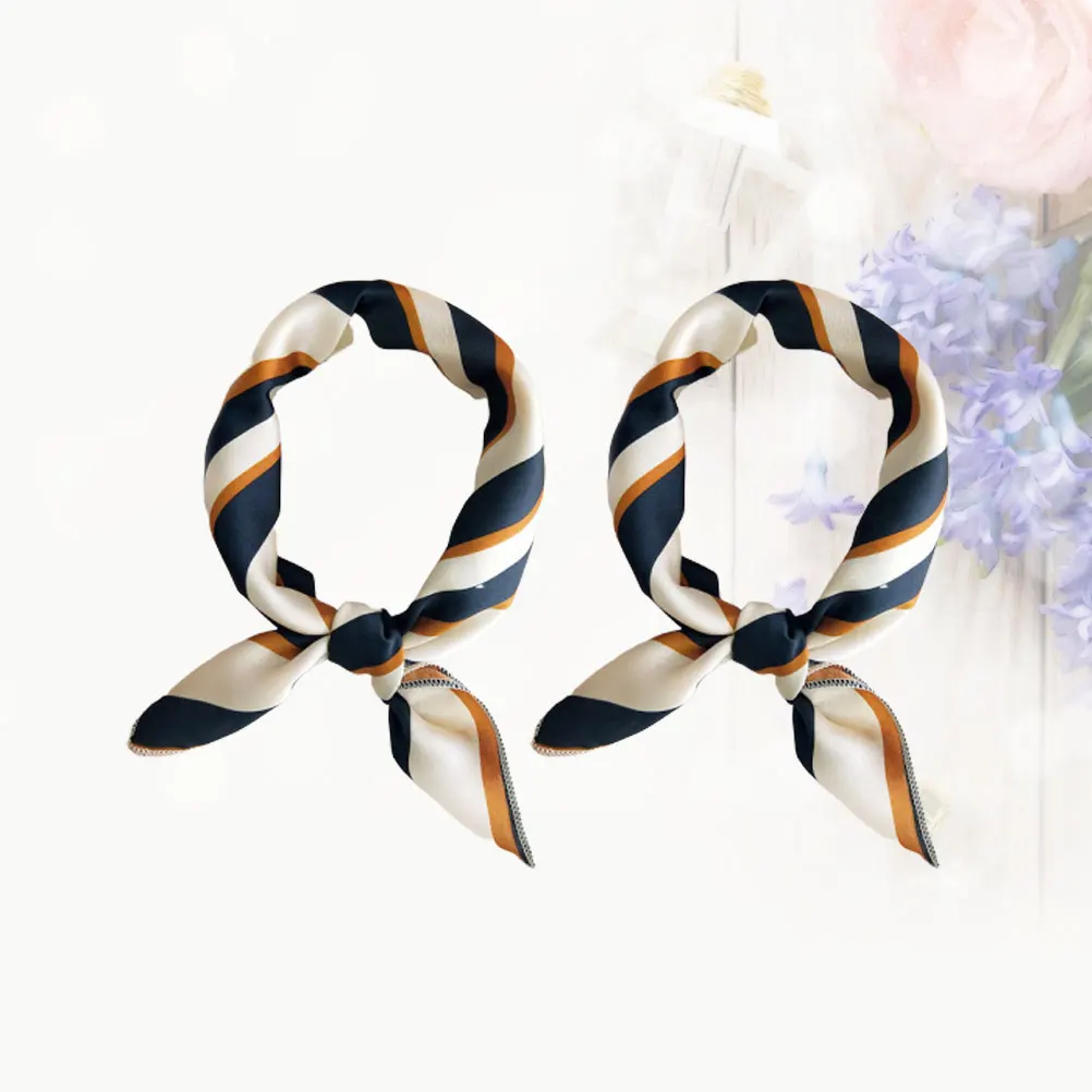 

2pcs Square Shaped Scarf Printed Satin Small Scarf For Women Durable Comfortable Occupation Kerchief Hankerchief Hair Band