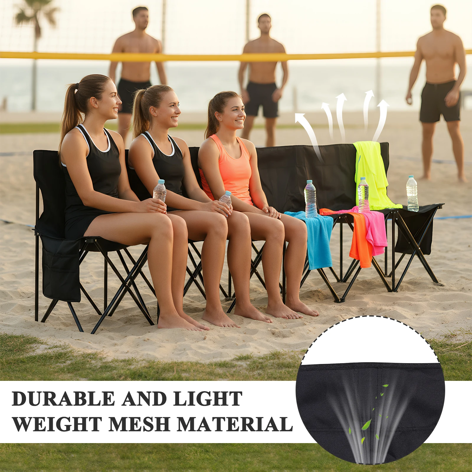 

Portable Folding Bench with Storage Bag & Backrest Folding Team Chair 600D Oxford for Basketball Football Practice and Games