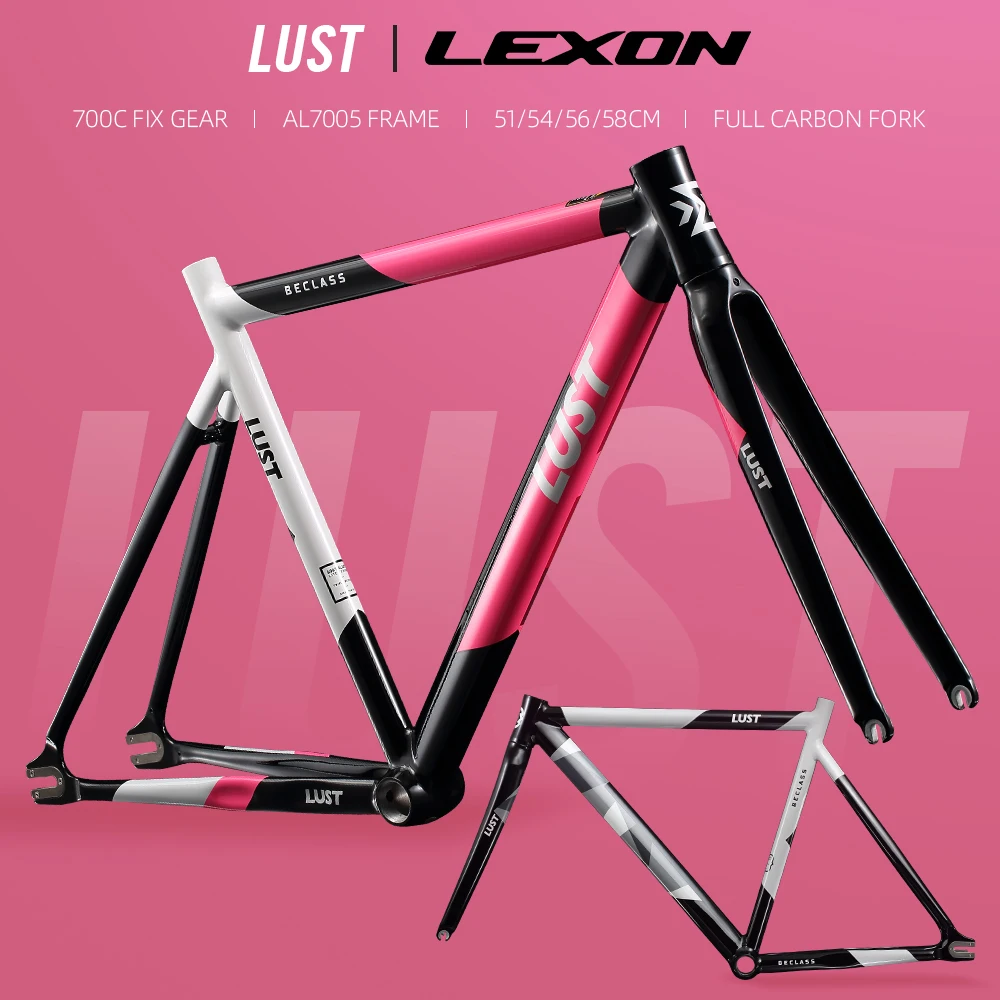 2025 LEXON SUPER LIGHT LUST AL6066 Juego de marcos de pista/Juego de marcos de engranaje fijo de velocidad única Cuadro de bicicleta de carretera con horquilla de carbono