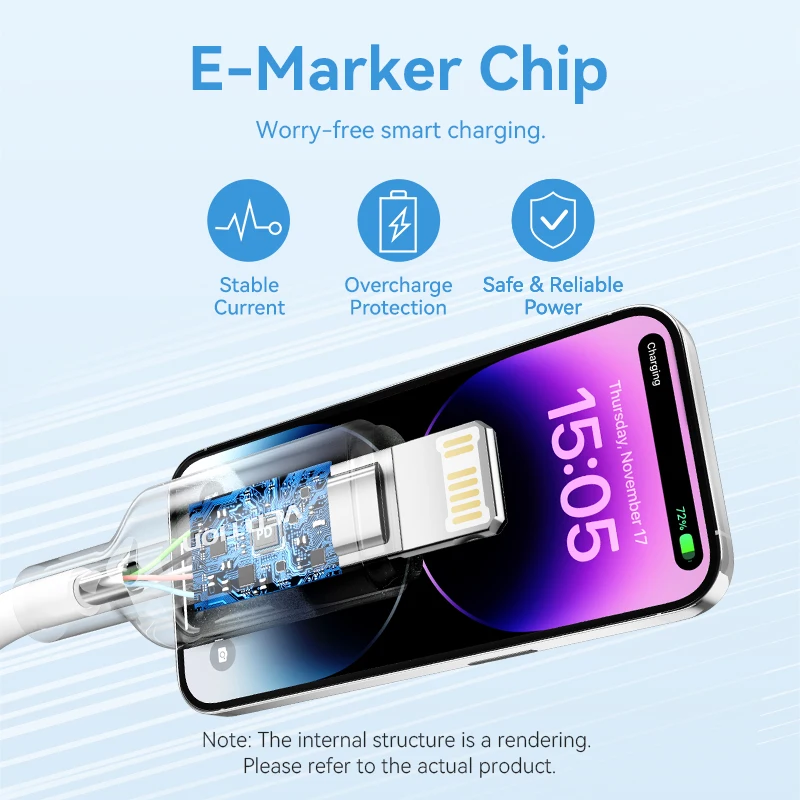 USB-кабель Vention для iPhone 15/14/13/12/11/8 Pro Max/Xs/iPad, 27 Вт