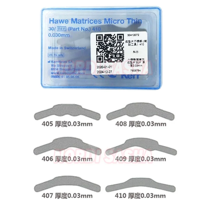

30Pcs/Box Kerr Hawe Titanium Matrices Micro Thin Stainless Steel Preformed Molding Sheet 0.03mm Thick Dental Kerr Forming Sheet