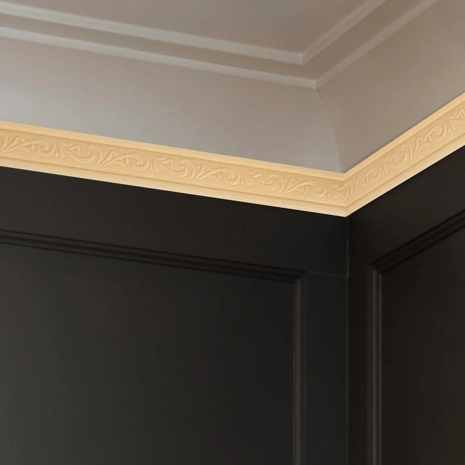 

2pcs Waistline Skirting Baseboard Border Thickened Wall Trim Sticker For Home Office Decor Peel Stick Edging Strip