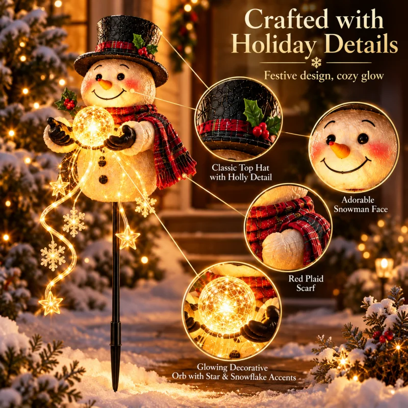 Lighted Christmas Snowman Decoration Outdoor Yard Garden Decor Holiday LED Ornament for Home Party view 6