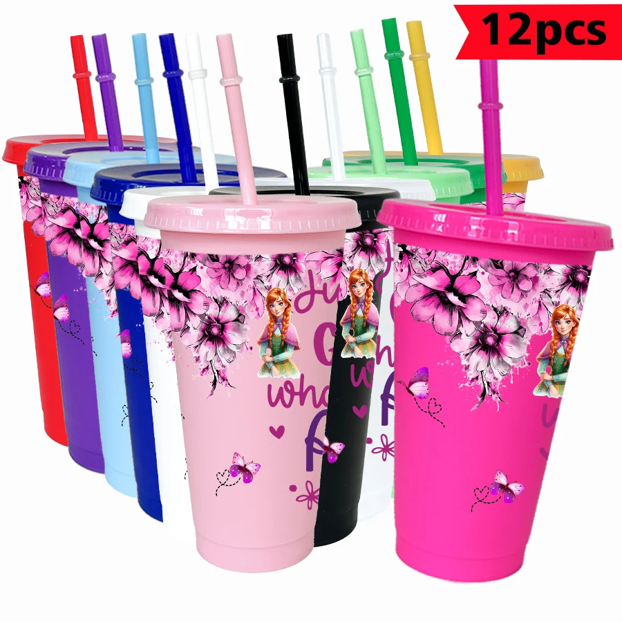 

12pcs/pack Disney Anna Elsa 26oz multicolor plastic water cup party drink set birthday/back to school gift