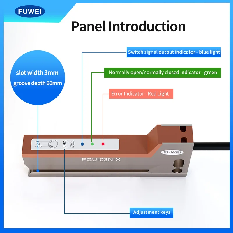 FUWEI Capacitive And Photoelectric Sensors Photoelectric Eye Clear Label Detection Sensor Labeling Machine 0.7mm Slot Width