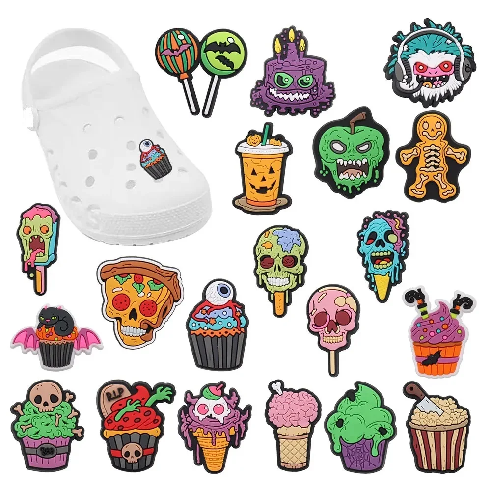 Good Quality 1pcs PVC Shoe Charms Zombie Monster Ice Cream Cake Garden Shoes Accessories Shoes Ornaments Fit Kids DIY Party Gift