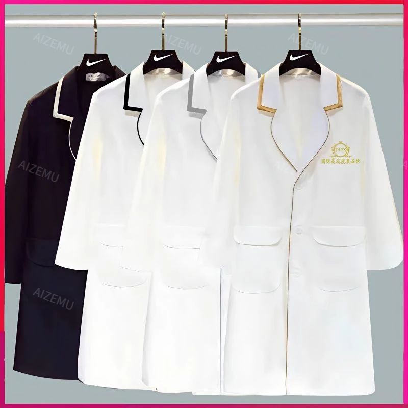 

women black beauty uniform with beautician dress salon Spa robe uniforms scrubs lad coat Spa pink robe experimental work clothes