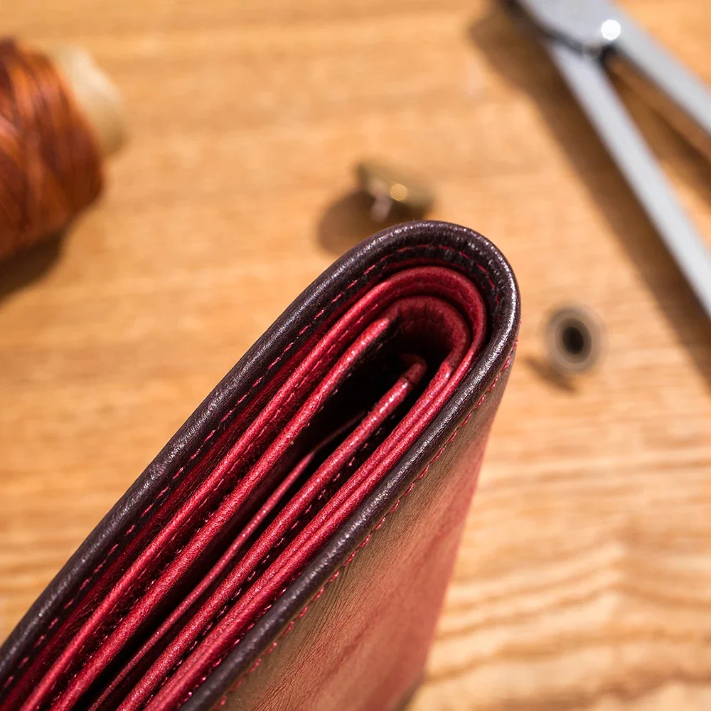 2026 New Wallet for Men Genuine Leather Retro RFID Blocking Slim Bifold Front Pocket Wallets Mens with 2 ID Window