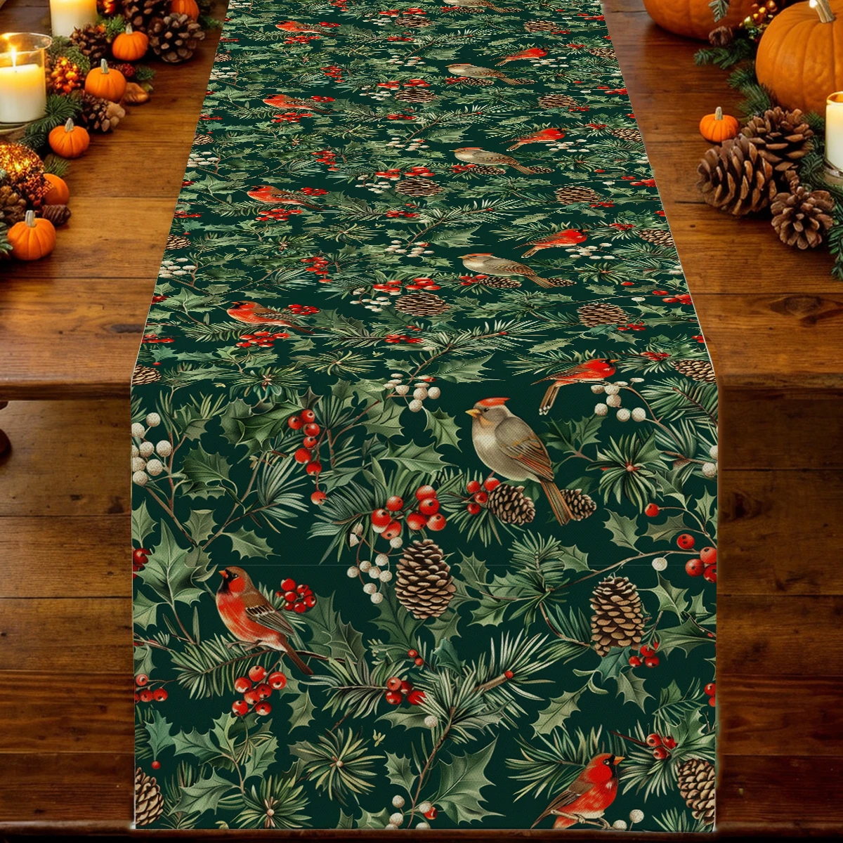 Christmas Watercolor Table Runners Kitchen Table Decor Farmhouse Washable Dining Table Runner Holiday Party Wedding Decorations