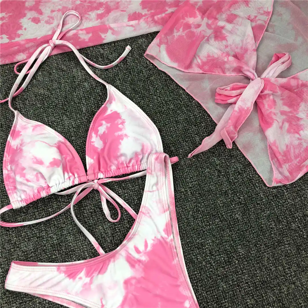 Neuer sexy Batik-Bikini, Damen-Badeanzug, dreiteiliges Bikini-Set, Neckholder-Badeanzug, Badebekleidung, Strandmode für Damen V1878P – Detail 36