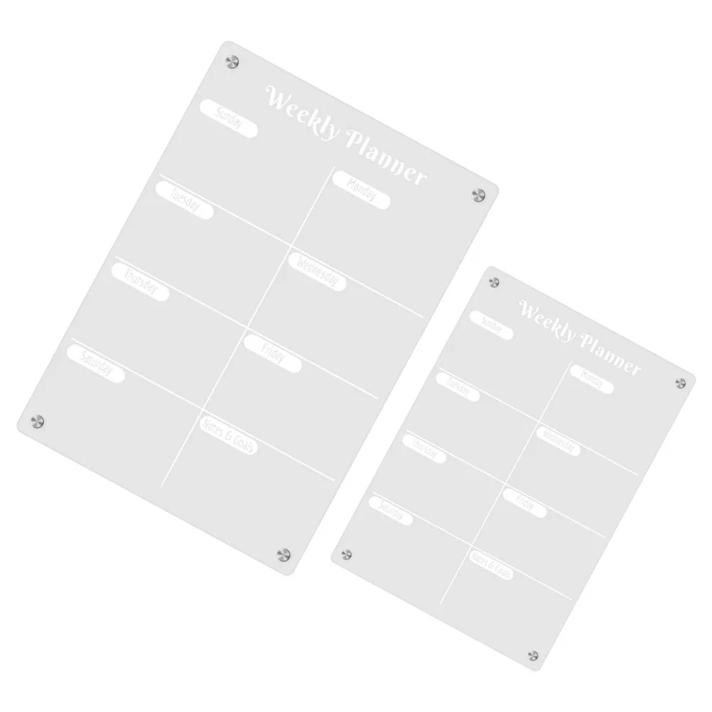 

2pcs Transparent Acrylic Dry Erase Board Magnetic Fridge Planner Weekly Schedule Memo Organizer Compact Writing Board For Home