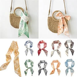 Foulard Long imprimé 26 lettres, ruban étroit, foulard pour le cou, sac à poignée, Bandana, cravate pour cheveux, foulard en soie