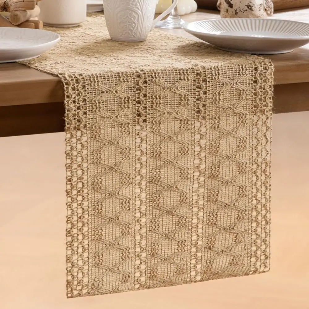 

Household Ramie Boho Table Runner Braided Rustic Style Table Cloth with Tassel Rectangular Dining Table Decoration Wedding