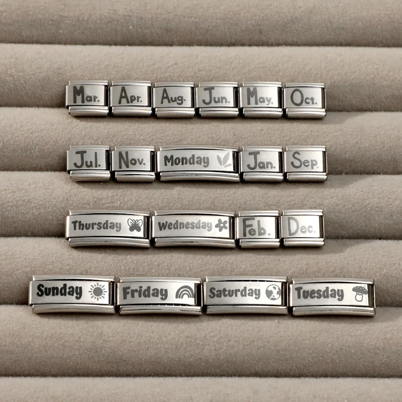 الموضة 12 شهر مارس أبريل يوليو مايو فراشة القلب الإيطالية سحر الروابط صالح 9 مللي متر الفولاذ المقاوم للصدأ سوار مجوهرات DIY بها بنفسك صنع #3