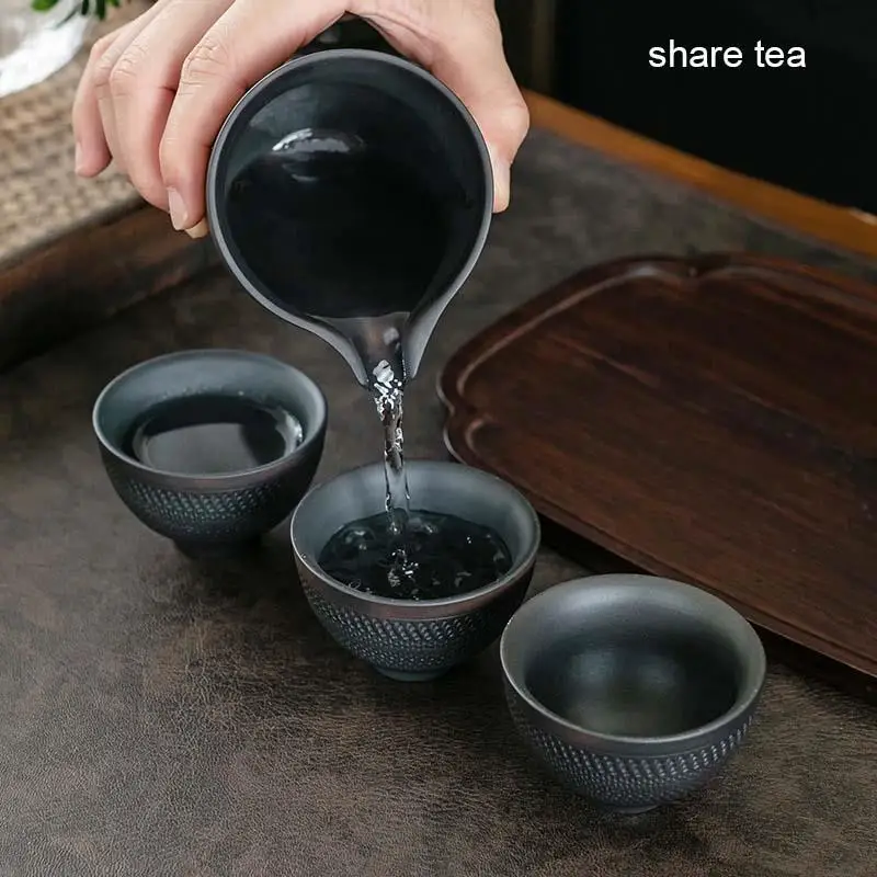 YMEEI Purple Pottery Teapot Tea Fair Cup Ceramic Handmade Tea Ceremony Cup Coffee Mug Kung Fu Tea Sets Master Fair Small Cup