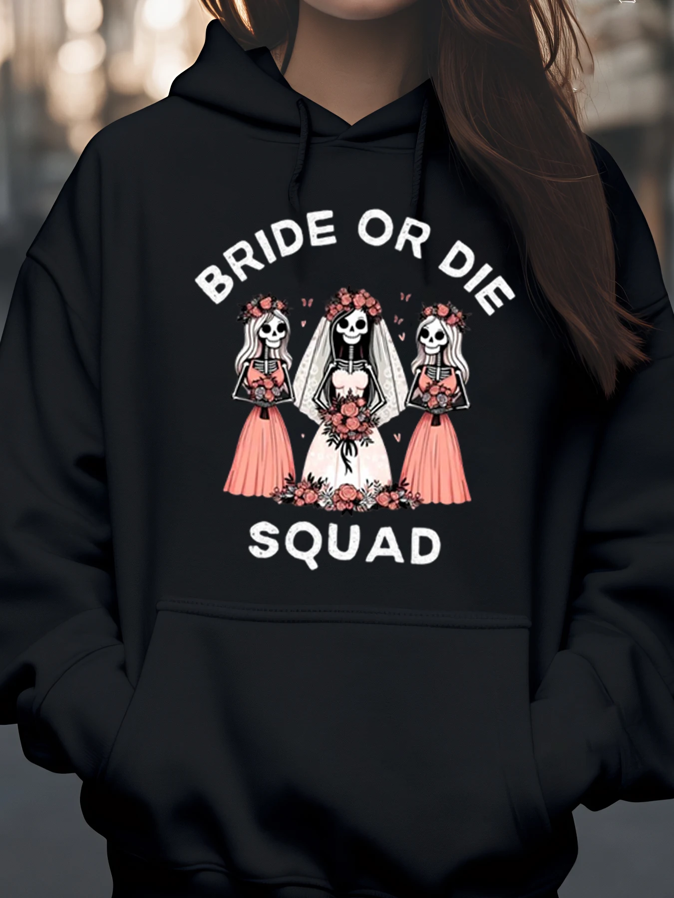 

Толстовка с принтом невесты и подружек невесты со скелетом, костюм на Хэллоуин, праздничная одежда для женщин