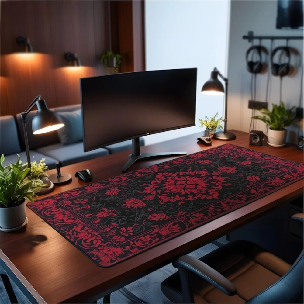 Tapis de bureau en dentelle victorienne, motif floral gothique, décoration de bureau Dark Academia, tapis de souris, tapis de jeu