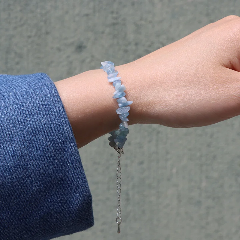 Beads Fashion Jewelry Accessories Making DIY Aquamarines Sky Blue Stone Gravel Women Necklace Bracelet Gift Abalorios Pulseras