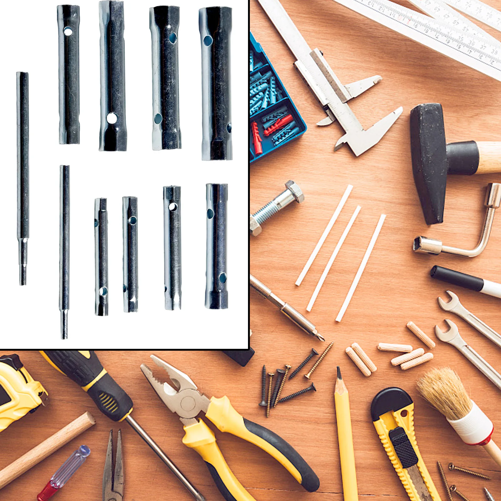 10pc Hollow Socket Wrench Set with Double Ended Design for Accessing Fasteners Behind Panels or Within Assemblies