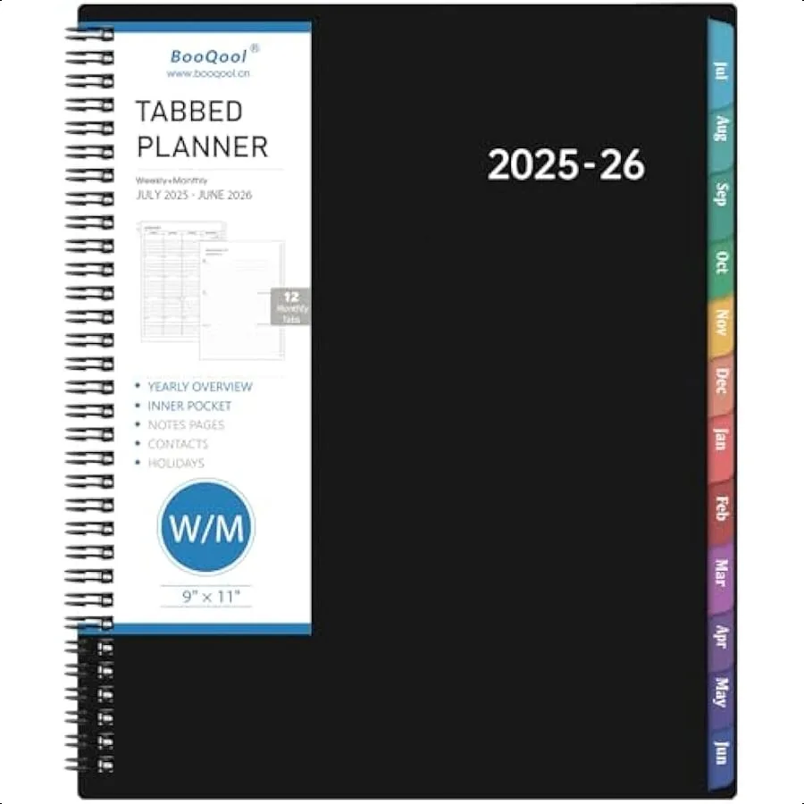 

20252026 Academic 20252026 Weekly and Monthly 9" x 11" Large July 2025 June 2026 12 Monthly Tabs Strong TwinWire Binding Inne