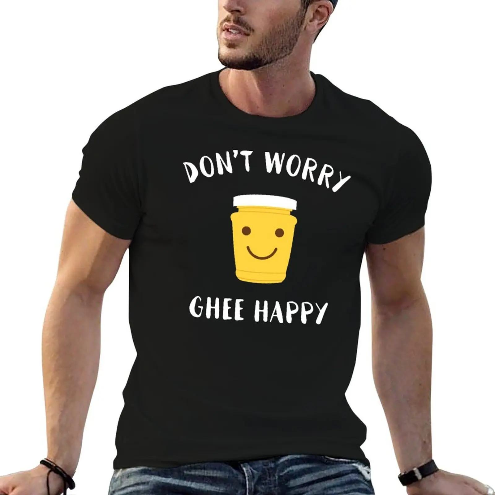 Desi Food - Ghee Happy T-Shirt anime t shirts oversize t shirts for man graphic tees man t shirt graphic T-shirt