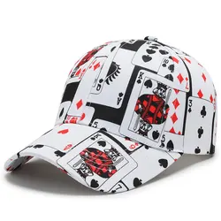 Unisex Poker Card Print Baseball Caps Spring Autumn Outdoor Adjustable Casual Hats Hip Hop Cap Sunscreen Hat