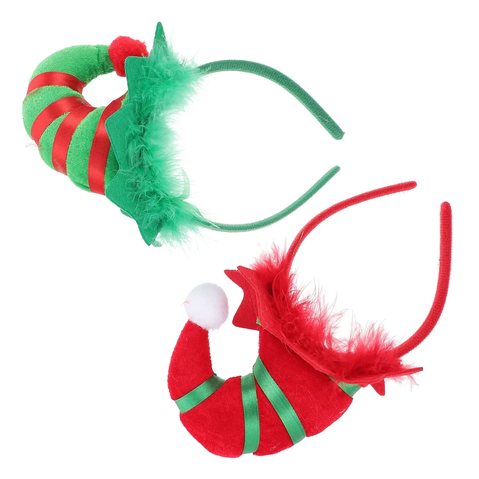 

2 Pcs Christmas Hairb s Lightweight Fabric Elf Hat Hoops Festival Party Headdress Decor Accessories Gifts