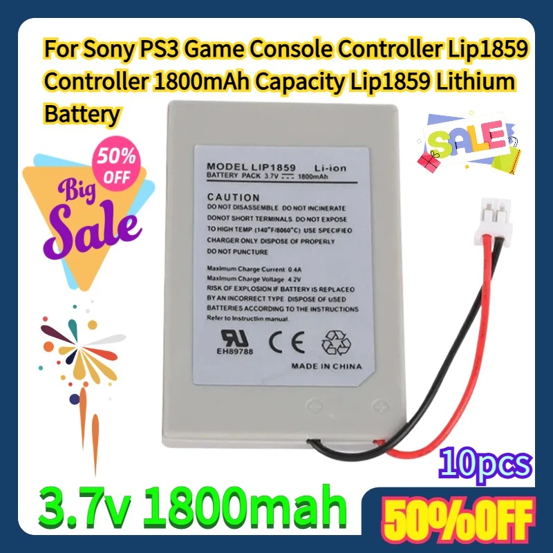 

10pcs For Sony PS3 Game Console Controller Lip1859 Controller 1800mAh Capacity Lip1859 Lithium Battery 3.7v 1800mah