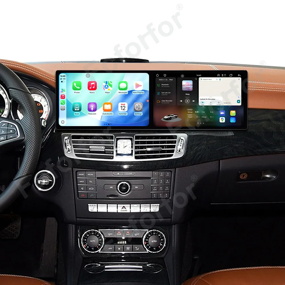 

9,1-дюймовый двойной сенсорный экран для Mercedes-Benz CLS (W218) 2016-2017, мультимедийный плеер, автомобильное радио, GPS-навигация, Android 15 Carplay