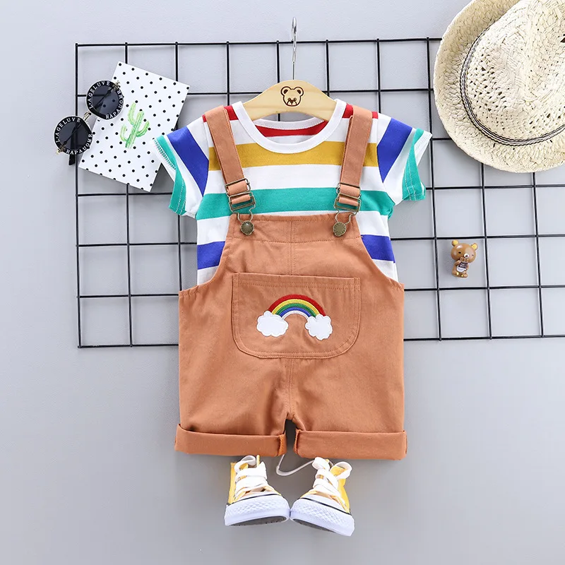 handsome Fashion baby boys Clothing sets Korean Version Little kids overalls Clothes Suits summer