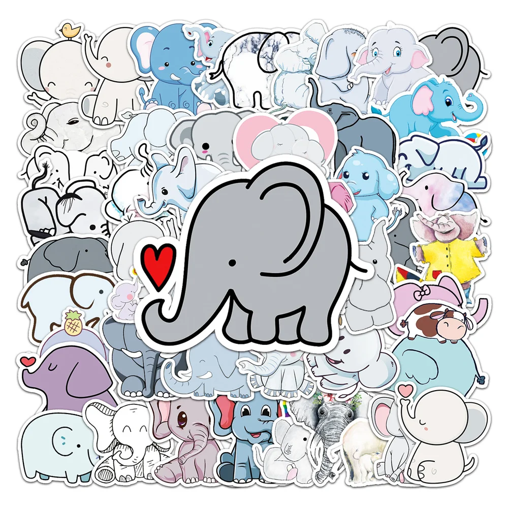 Criativo dos desenhos animados elefante decoração adesivo, impermeável, computador, mala, carro, telefone móvel, atacado, novo, 10 pcs, 30 pcs, 50pcs