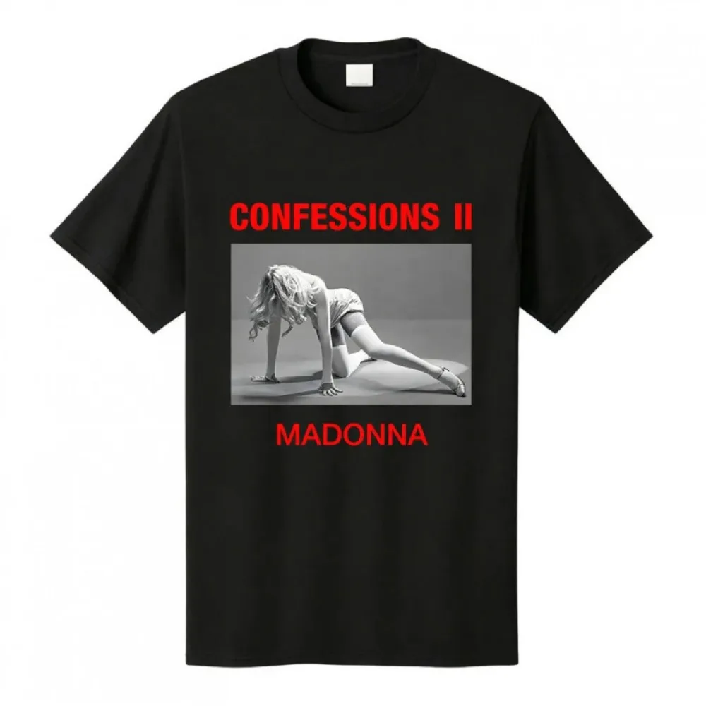 Madonna Confessions II Album T Shirt Men Women Pop Star Portrait Graphic Crew Neck Cotton Vintage Music Fan Tee