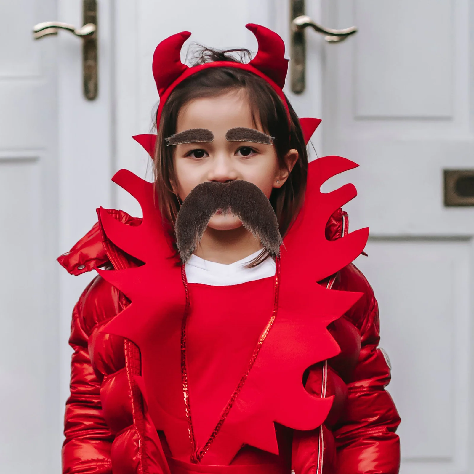 Staartkostuum Zelfklevende baard en wenkbrauwen Hoofdbanden Plak op snor Vos Zwarte Halloween-kostuums