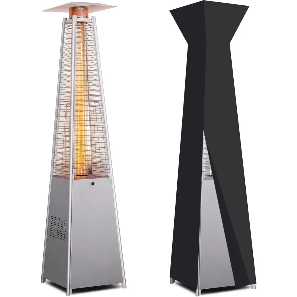 HOME Pyramid Patio Heaters for Outdoor Use, 48,000 BTU Outdoor Propane Heaters for Patio with Cover & Wheels, 87