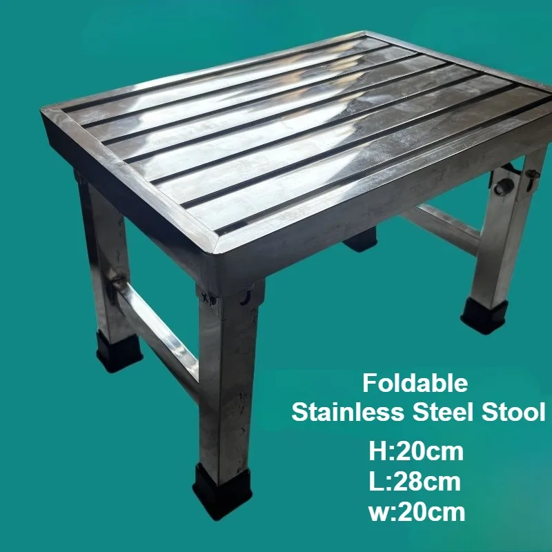 Stainless Steel Folding Non-slip Foot Stool Portable and Waterproof Suitable for Home/car/outdoor Fishing Thickened Space-saving